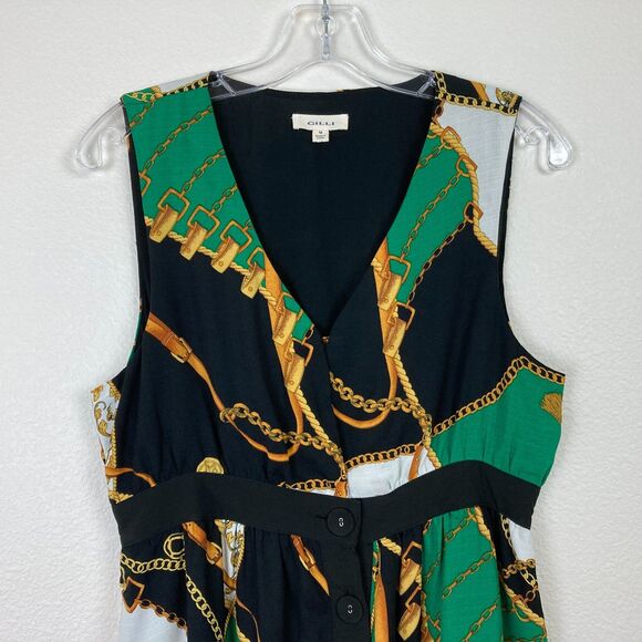 Gilli Women's Midi Dress Button Up Size M Chain Print Lined Luxury Designer - Picture 3 of 11
